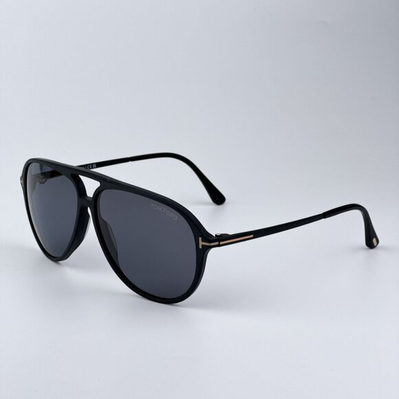 Tom Ford Women Shiny Black Smoke Pilot BRAND NEW Sunglasses SAMSON-02 FT0909/S